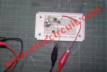 testing 1.5V LED flasher on breadboard