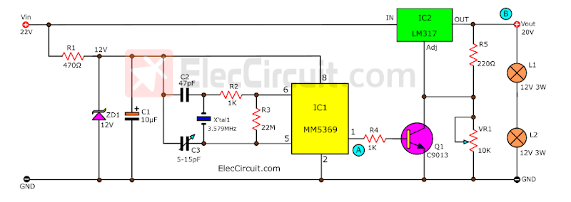 LM317 switch on off power controller
