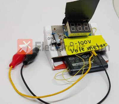 Small 0-100V Digital voltmeter using an old li-ion battery.
