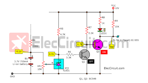 The voltage detector and reset circuit using TL431 and transistors