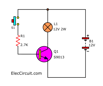 First transistor circuit with light bulb