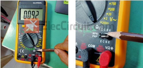 Find the hFE value with a Digital meter