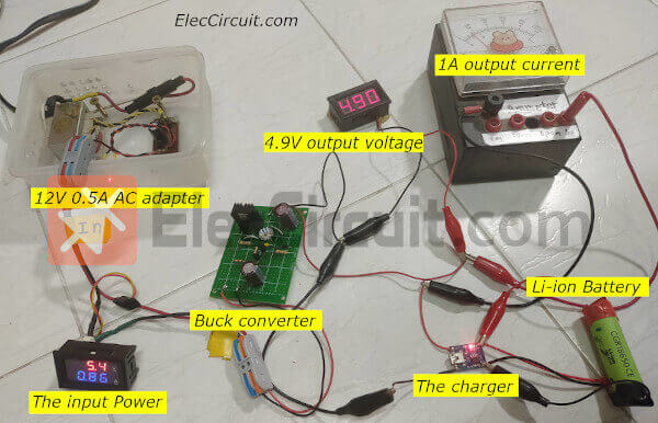 Trying charge Li-ion battery with 5V 1A output using BUCK Converter