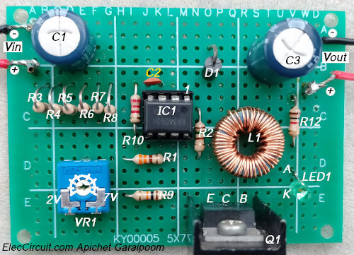 Component layout 5V 2A converter circuit KA34063