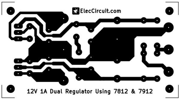 Copper PCB layout 12V power supply circuit using 7812 7912