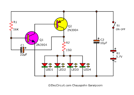 Flashing Bicycle LED Taillight Circuit