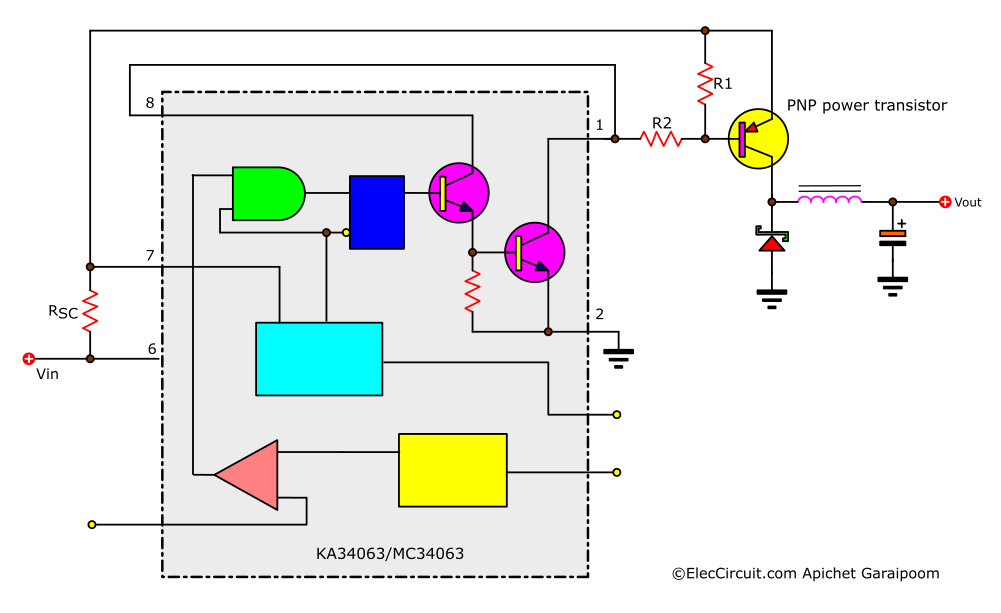 PNP power transistor boost current KA34063
