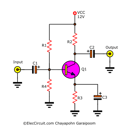 Basic of voltage-divider base bias of small signal amplifier circuit