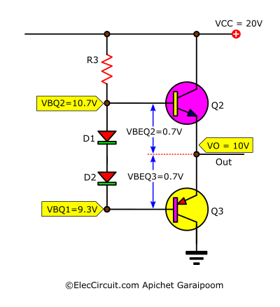 Setting-voltage-output-class AB amplifier