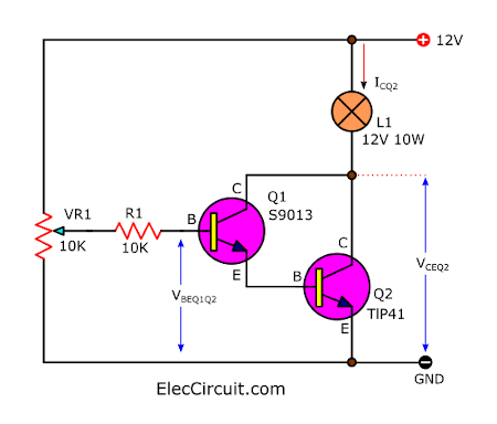 testing VBE with adjustable darlington pair transistor circuit