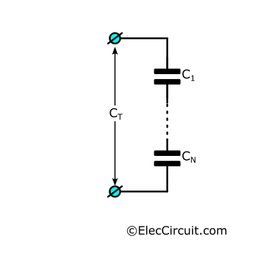 Each same capacitor in the series circuit