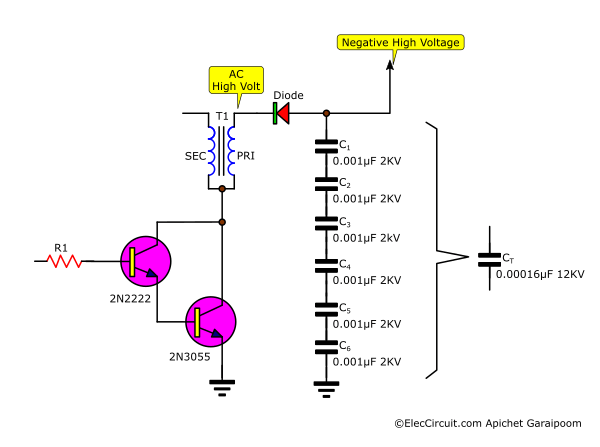 high voltage capacitor in series