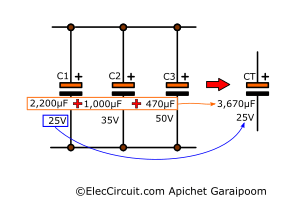 in parallel more capacitance but voltage is minimum