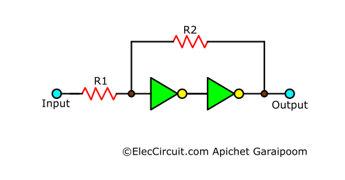 Basic CMOS schmitt trigger circuit