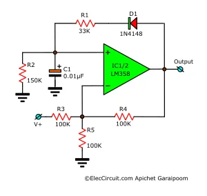 pulse generator circuit using LM358