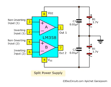 spilt supply for LM358
