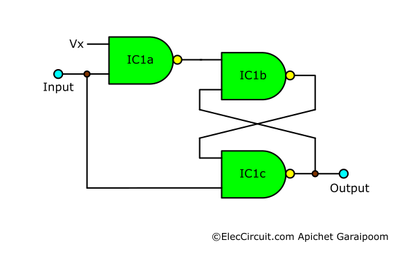 Three NAND Gate Schmitt trigger circuit