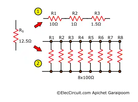 two Ideas apply 12.5 ohms with simple series and parallel resistor