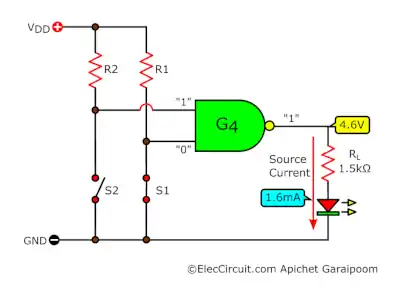 CMOS Logic "1" Output Voltage and Source Current
