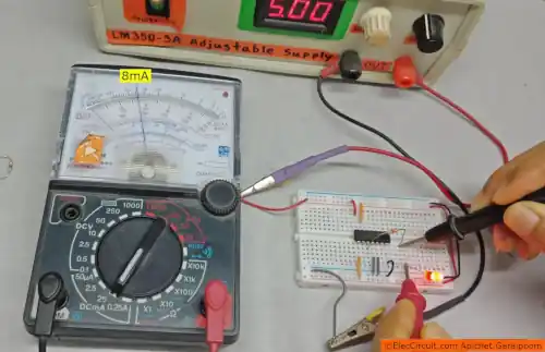 Measuring sink current at about 8 mA
