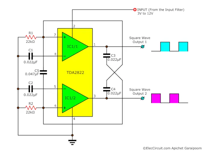 Astable Multivibrator Block With TDA2822