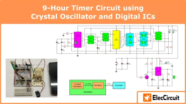 9-Hour Timer Circuit using Crystal Oscillator and Digital ICs