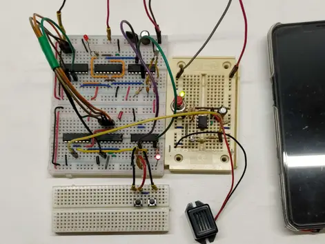 The Completed 9-Hour Timer Circuit Tested on a Breadboard