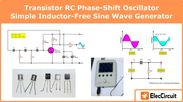 Transistor RC Phase-Shift Oscillator – Simple Inductor-Free Sine Wave Generator