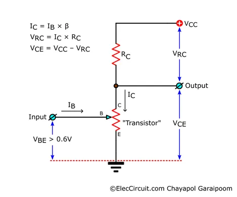 transistor and collector resistor acting as a voltage divider