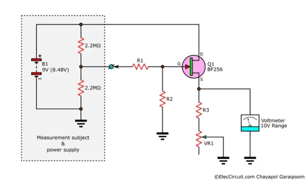 simple BF256 voltage buffer idea for analog voltmeter