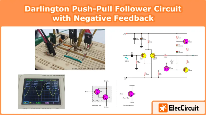 Darlington Push-Pull Follower Circuit with Negative Feedback