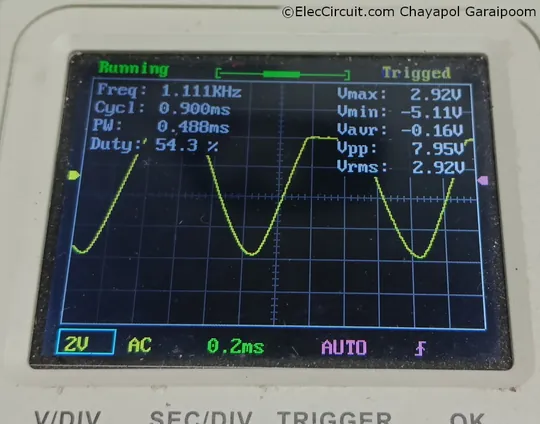 Push-pull follower circuit with pre-driver circuit and differential amplifier stage output reading showing 7.95vp-p while driving 100 ohms load